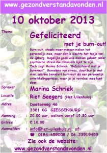 Giessenburg 10 oktober Het Uilenhuis Gefeliciteerd met je burn-out
